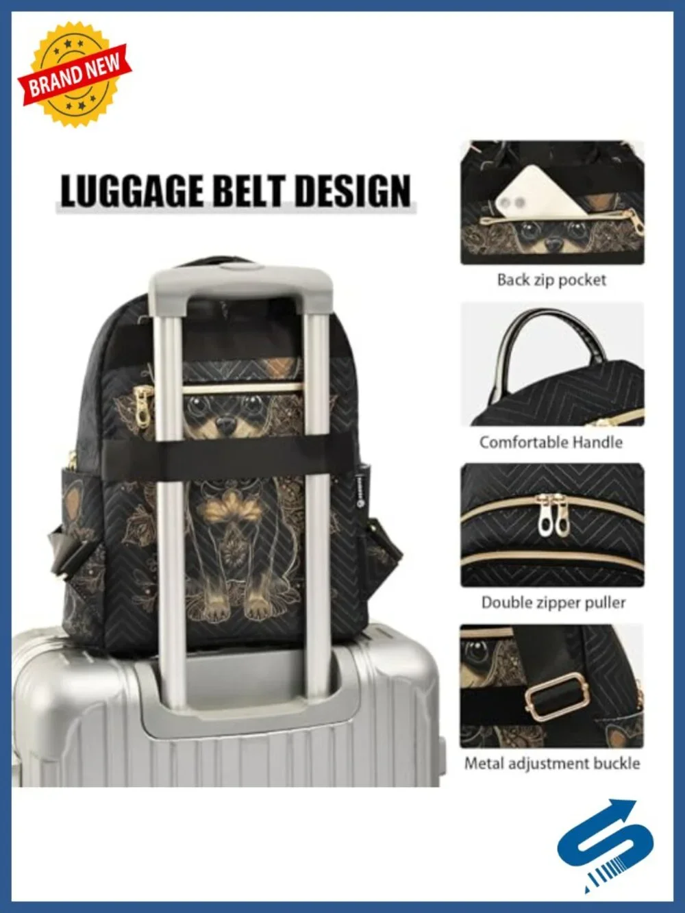 Chihuahua Backpack Purse Women Mini Backpack Lightweight Travel Shoulder Bag